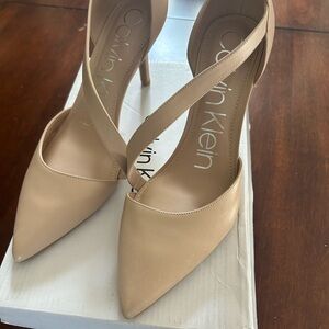 Calvin Klein Tan Pointed-Toe Heels